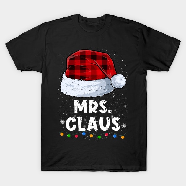Mrs Claus Red Plaid Christmas Santa Family Matching Pajama T-Shirt by tabaojohnny